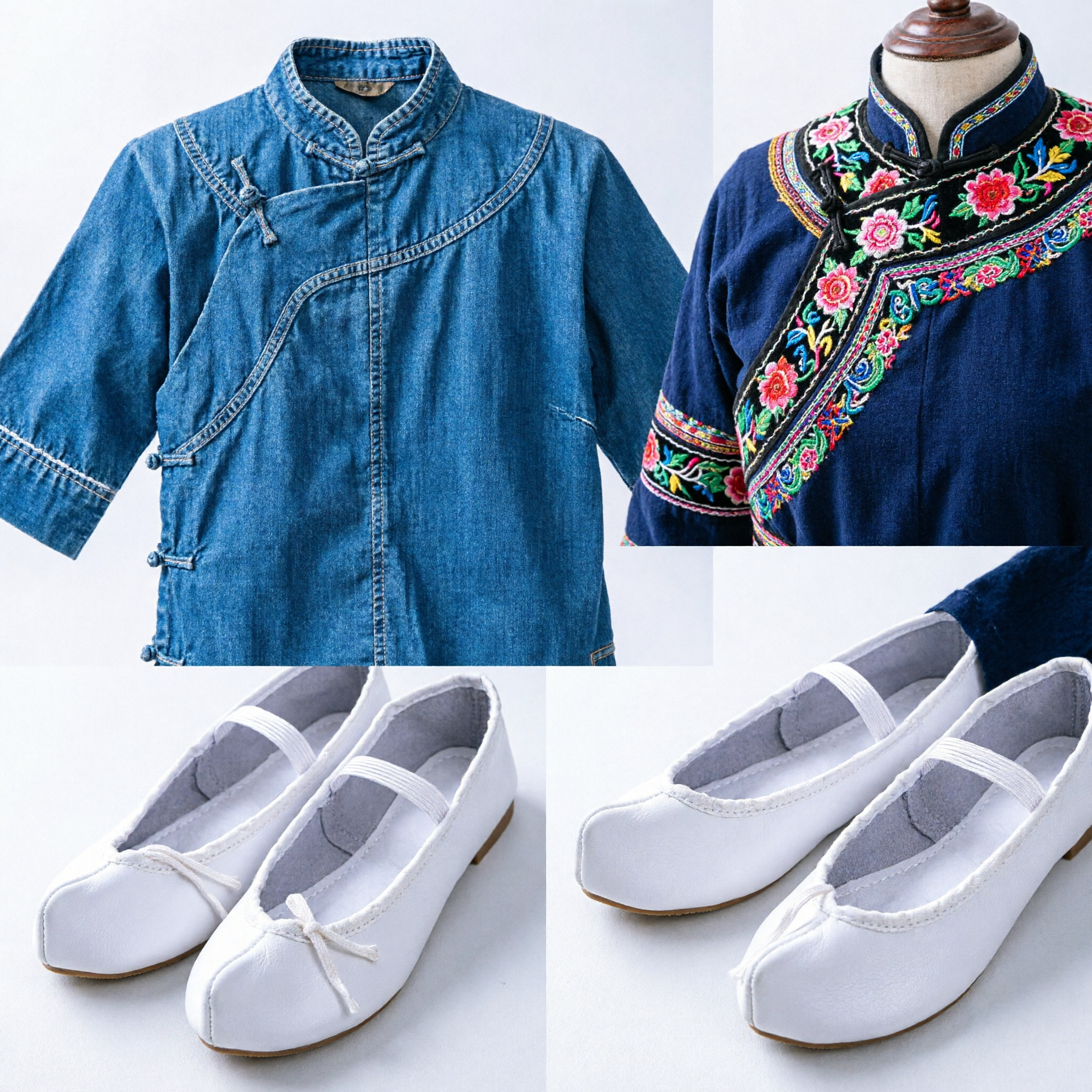 Traditional White Chinese Kung Fu Shoes Tai Chi Martial Arts Cloth Slippers for Costume Dance - Asian Costume