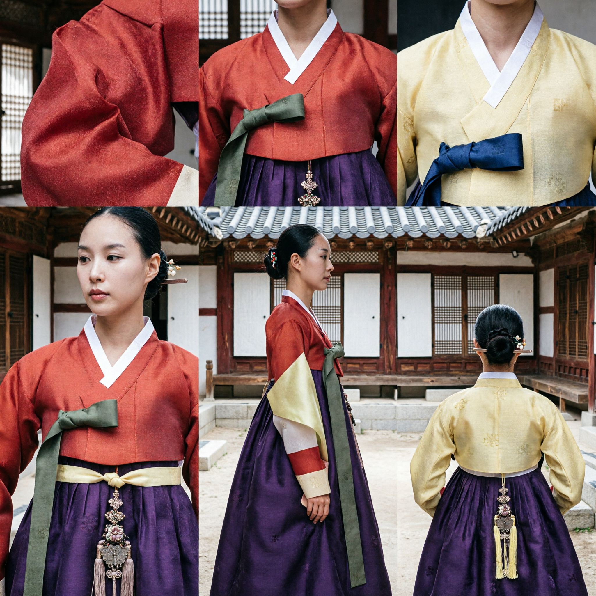 Традиционный корейский ханбок для женщин: официальный свадебный фестивальный сценический костюм, красный верх, фиолетовая юбка - Asian Costume