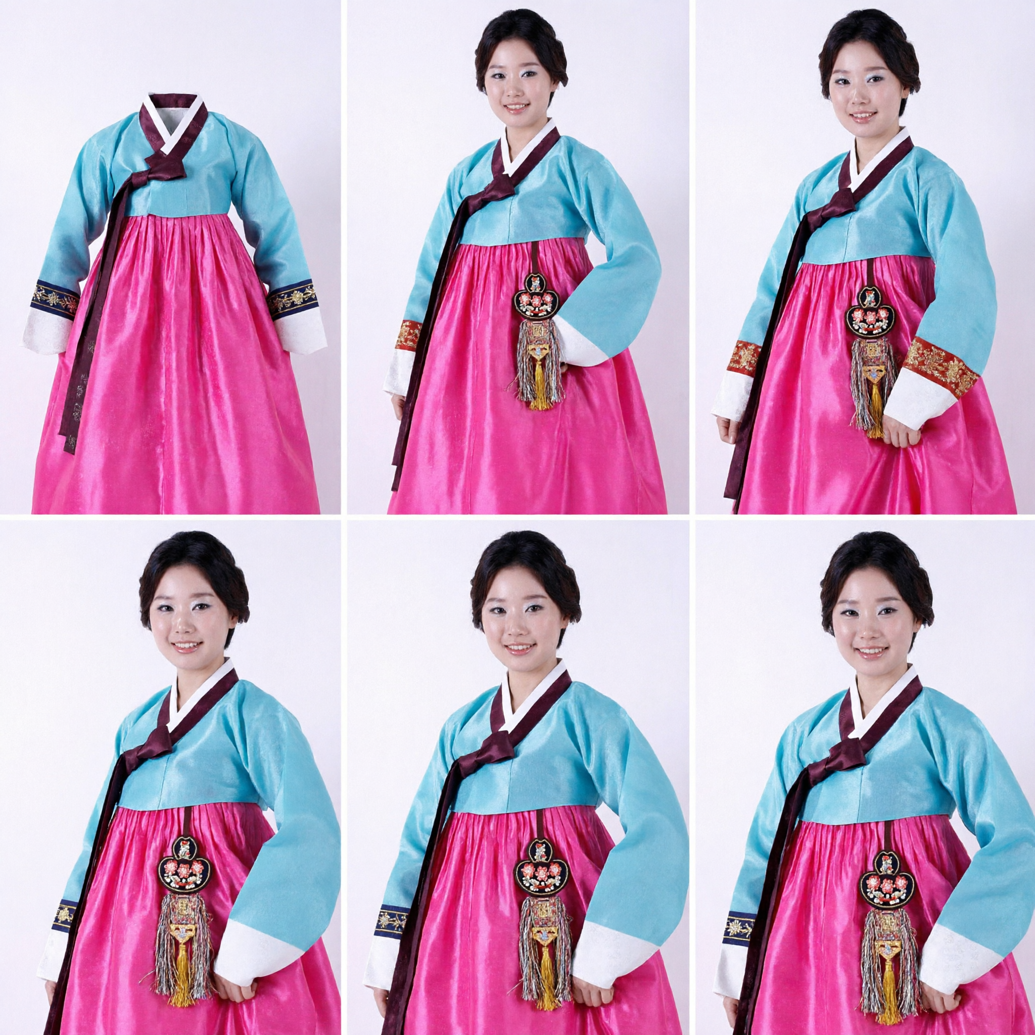 Traditionele Koreaanse Hanbok Kostuum voor Vrouwen Blauwe Bovenkant Roze Rok Formele Culturele Jurk - Asian Costume