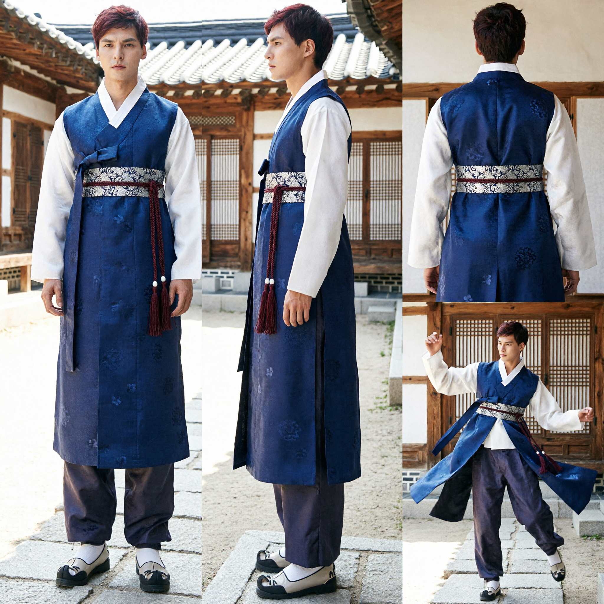 Traje Hanfu Chino Antiguo de Espadachín para Hombres Azul, Uniforme Tradicional de Kung Fu y Artes Marciales para Representaciones Escénicas - Asian Costume