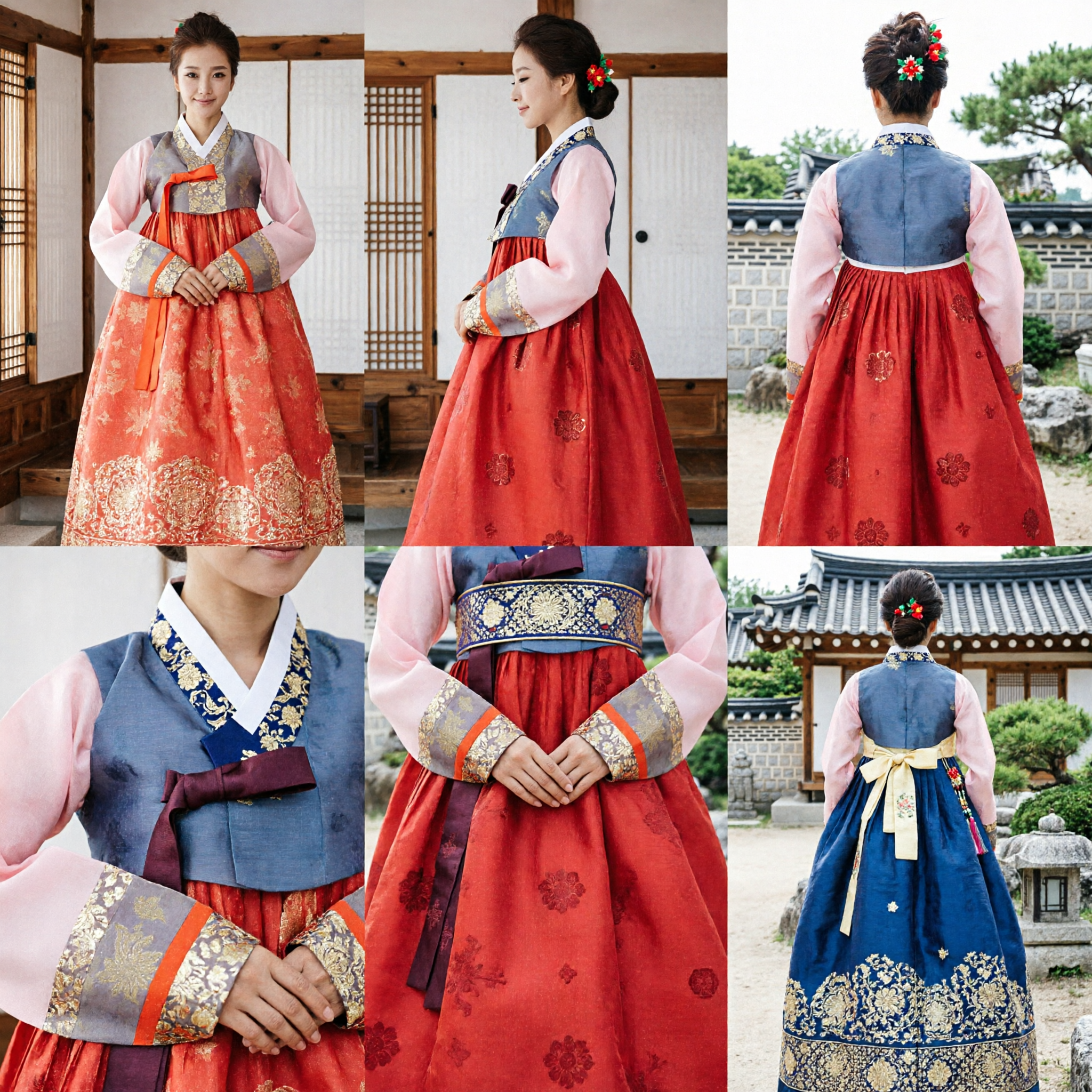 Robe traditionnelle coréenne Hanbok élégante rose et orange pour femmes, adaptée aux mariages, festivals et fêtes - Asian Costume