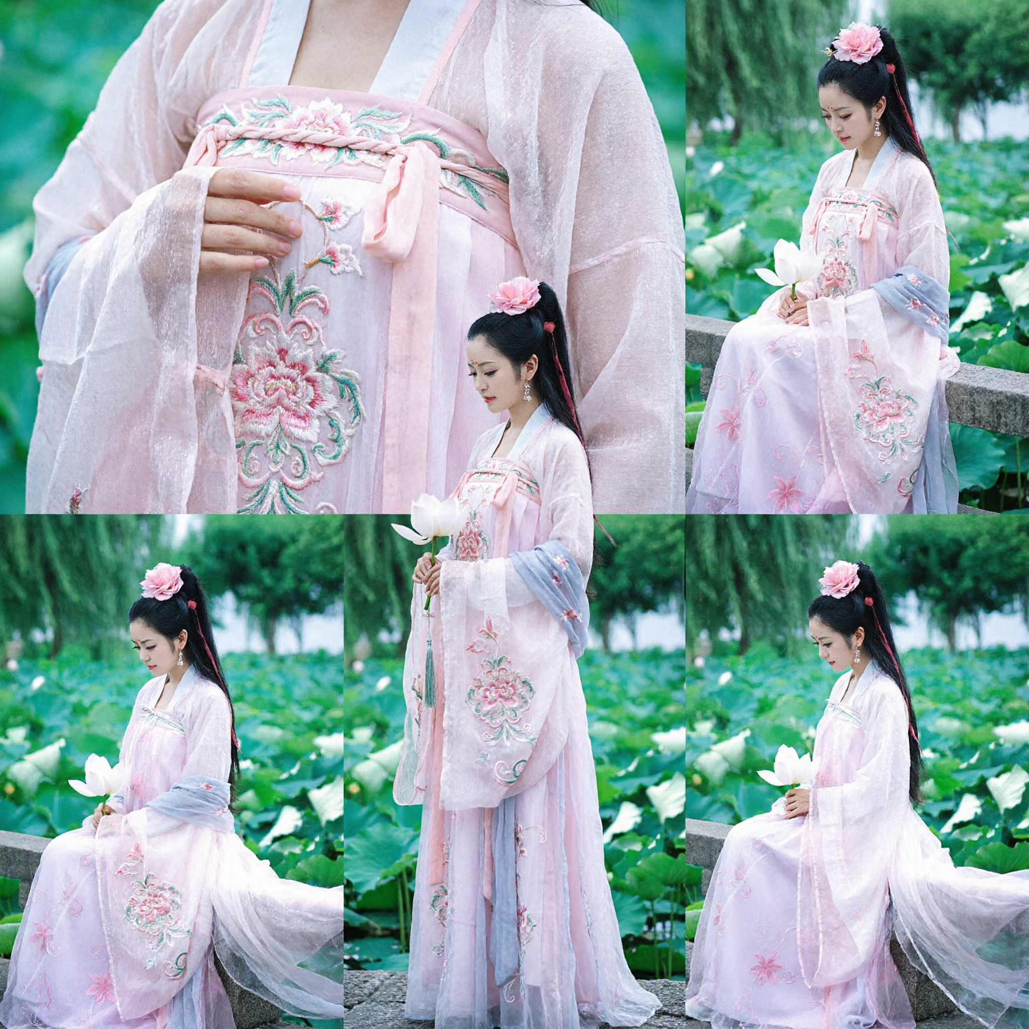 Elegante Abito Hanfu Cinese Antico Costume da Fata Tradizionale Rosa e Bianco per Donne Fotografia e Festival - Asian Costume
