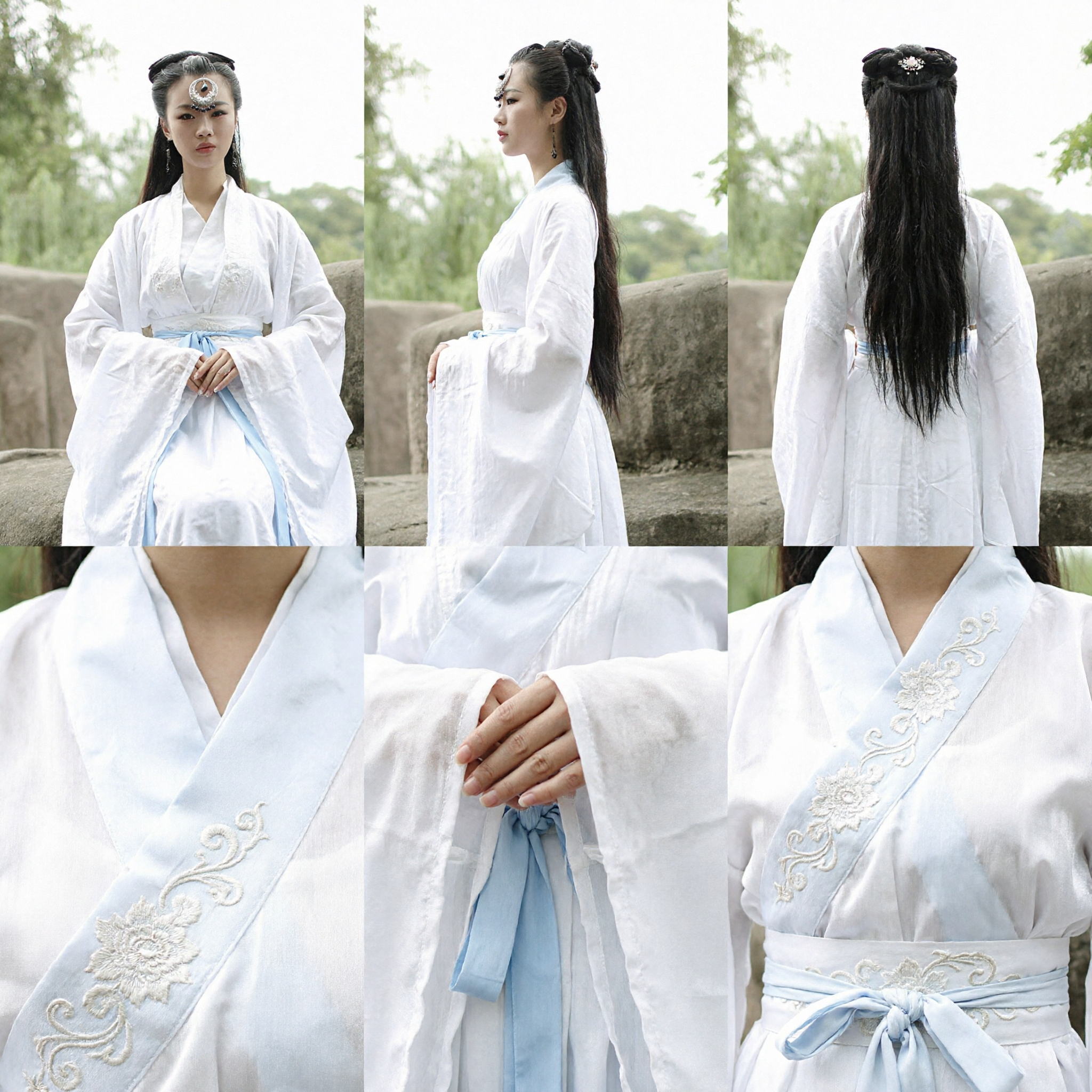 Elegante Costume Hanfu Tradizionale Cinese Bianco, Vestito da Fata Antica per Cosplay e Spettacoli Femminili - Asian Costume