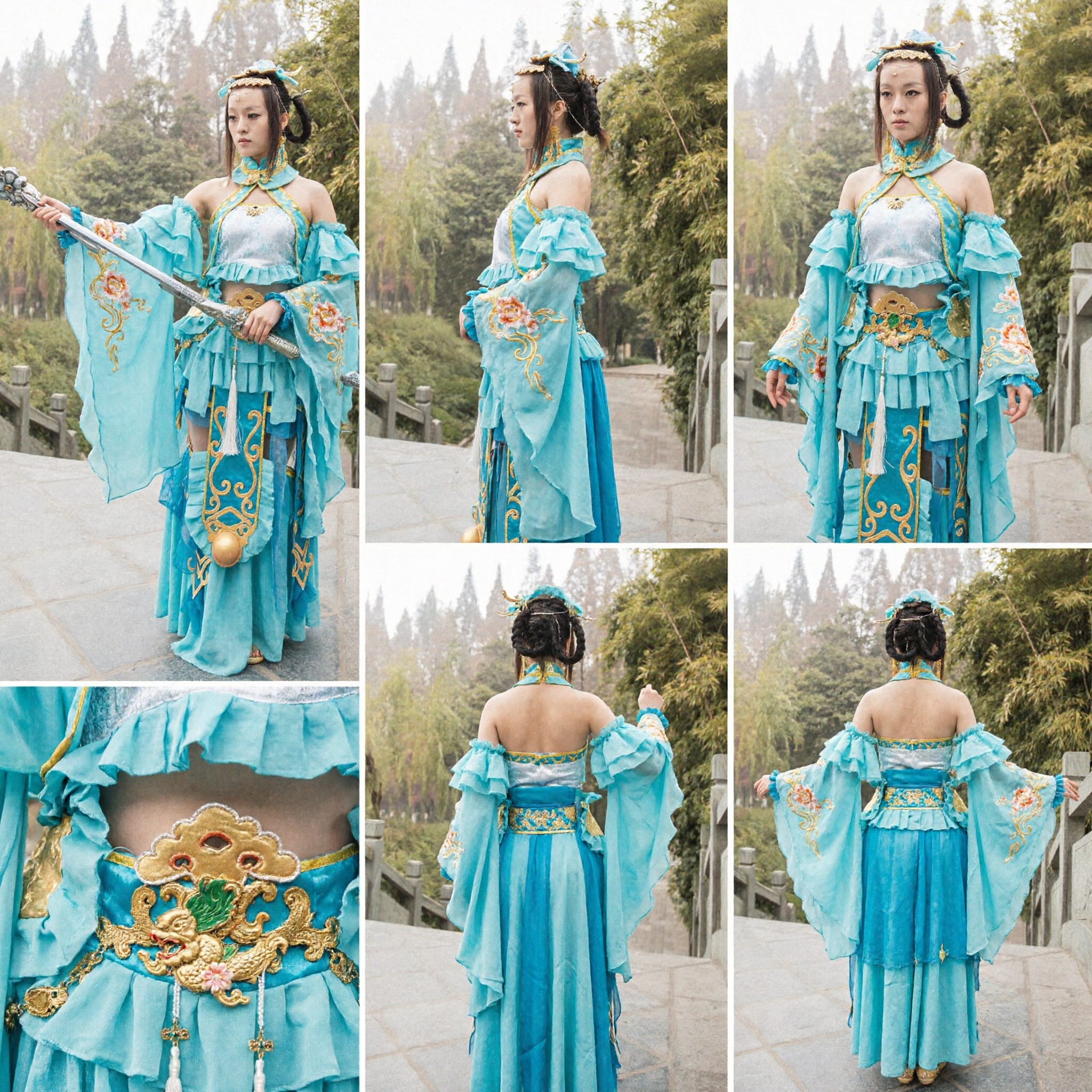 Traje Wuxia Tradicional Chinês, Vestido de Fada Azul, Fantasia de Espadachim Antiga para Cosplay Feminino - Asian Costume