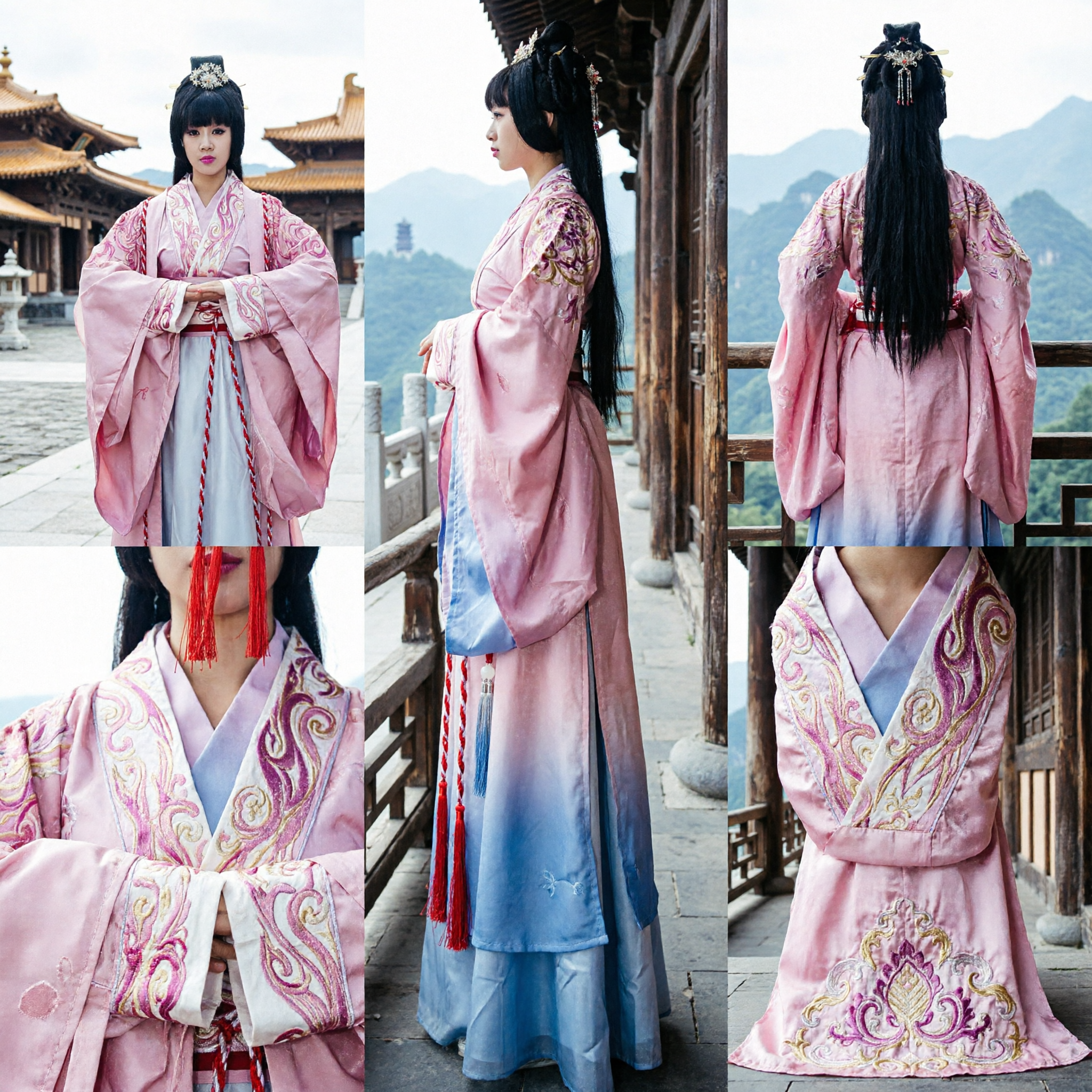 Costume Hanfu traditionnel chinois brodé rose de princesse ancienne pour performance et cosplay féminin - Asian Costume