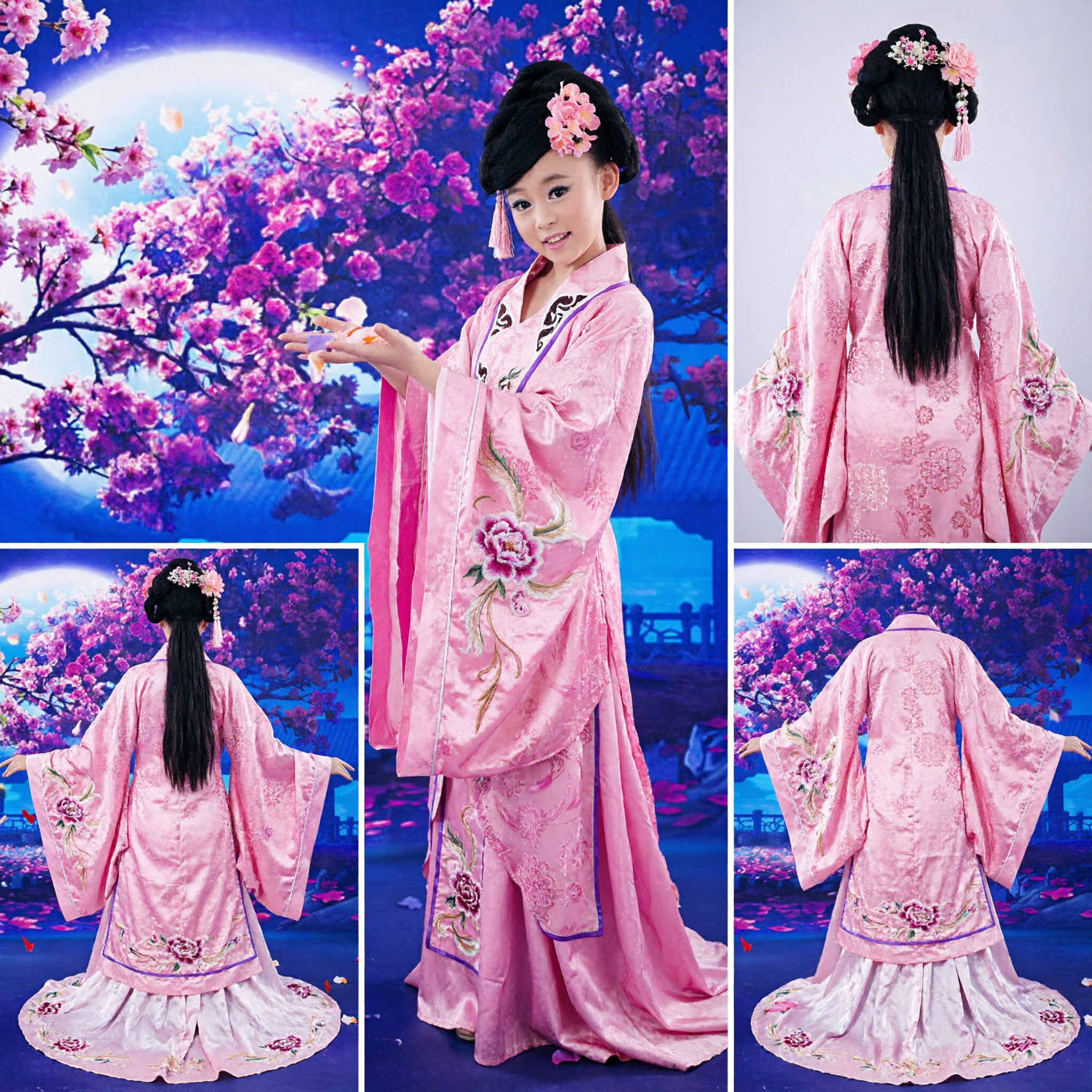 Różowy tradycyjny kostium Hanfu dla dziewczynek, starożytna suknia baśniowej księżniczki do występów scenicznych i cosplayu - Asian Costume