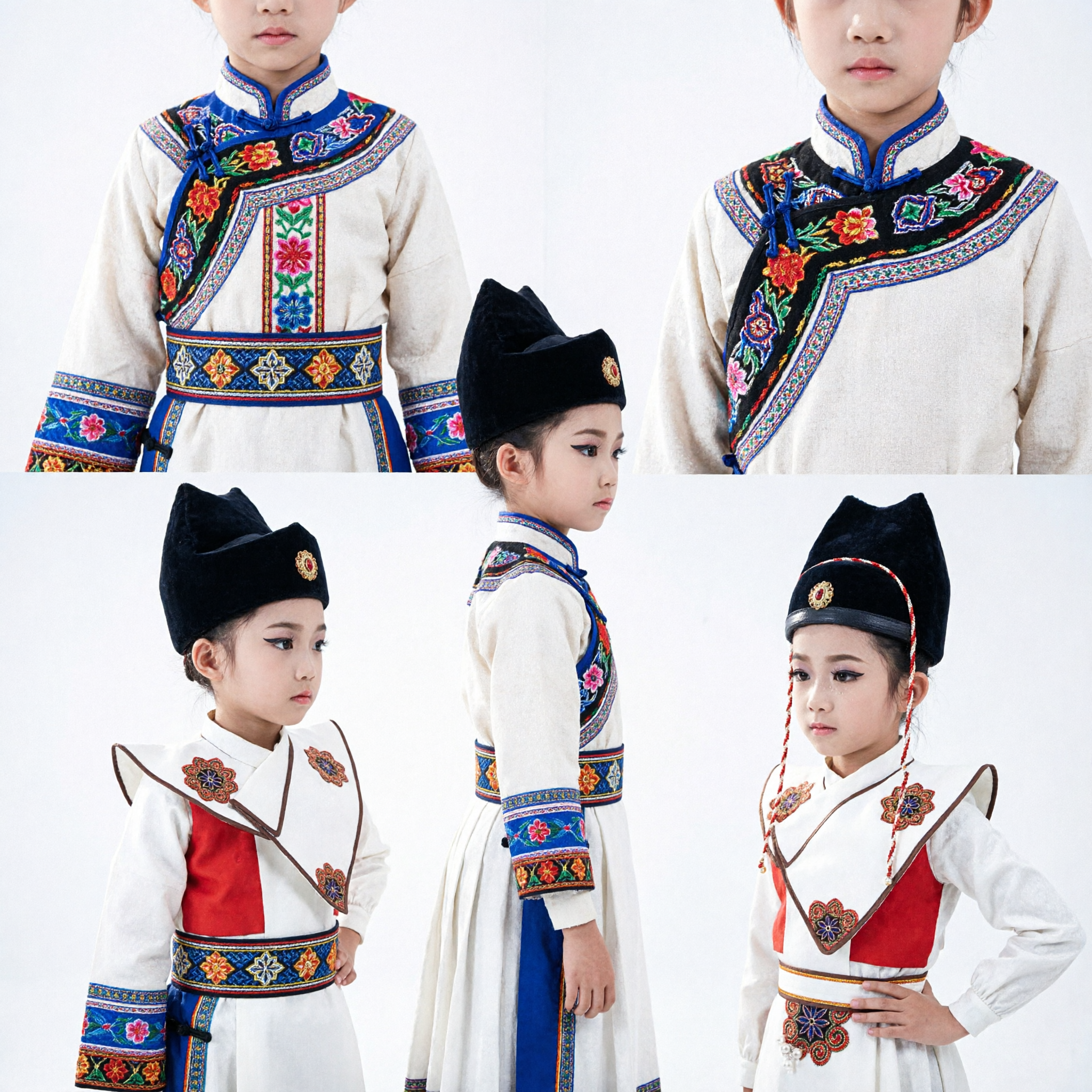 Traje Tradicional Chino Hanfu para Niños Conjunto de Túnica de Funcionario Erudito Antiguo con Sombrero para Actuación Escénica - Asian Costume