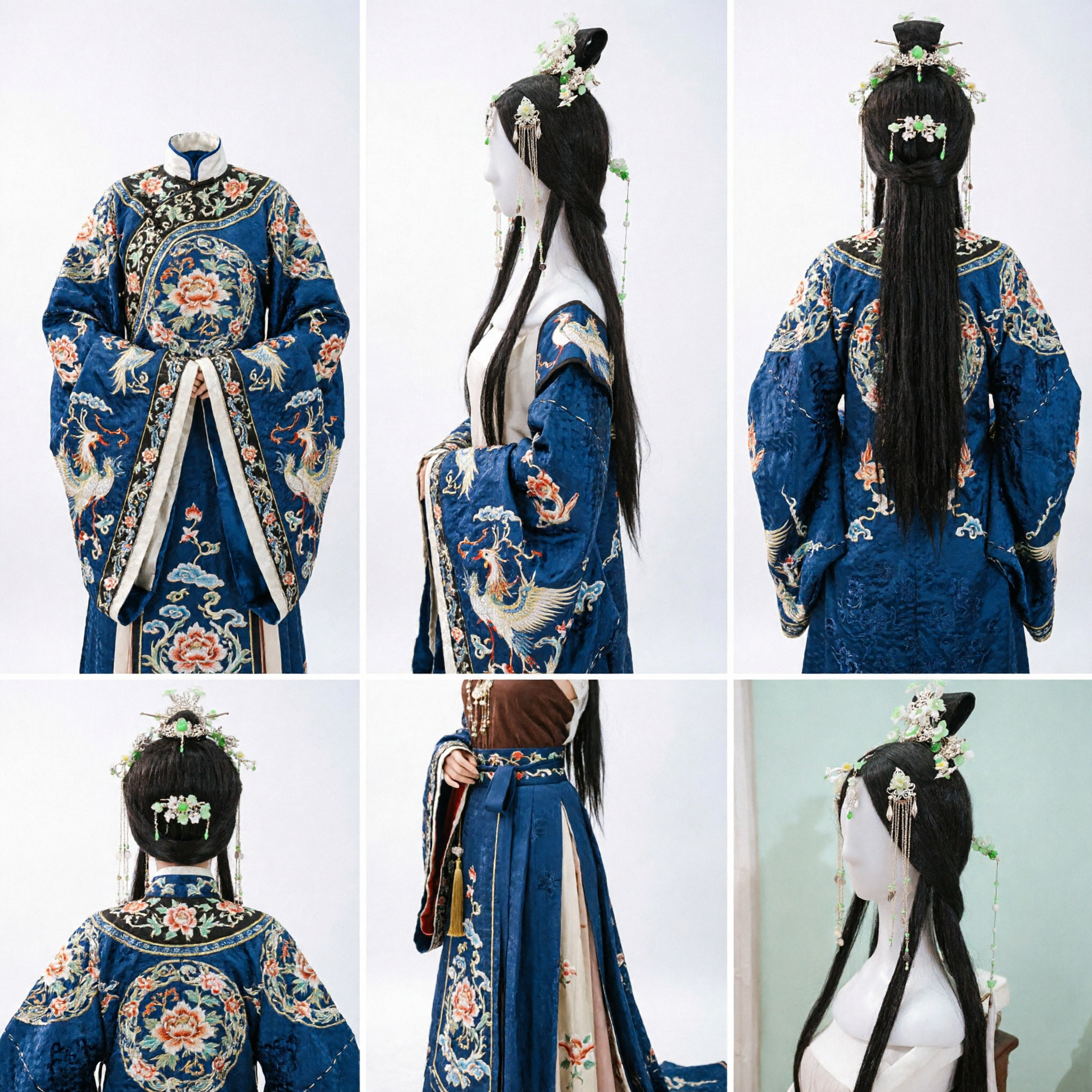 Accessori per capelli in stile antico tradizionale cinese, copricapo da principessa Hanfu verde con fiori e nappe, gioielli nuziali - Asian Costume