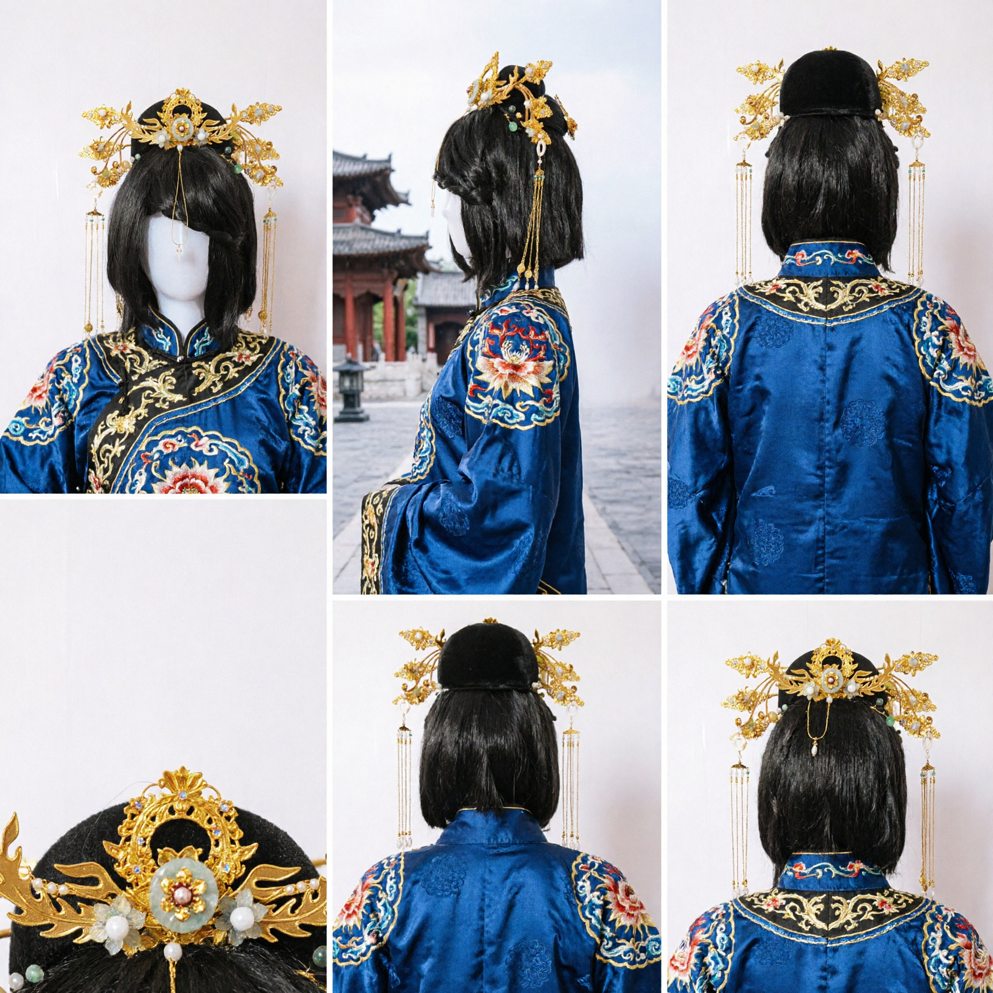 Ancient Chinese Gold Phoenix Crown Hair Accessory for Traditional Hanfu Wedding and Cosplay - Asian Costume