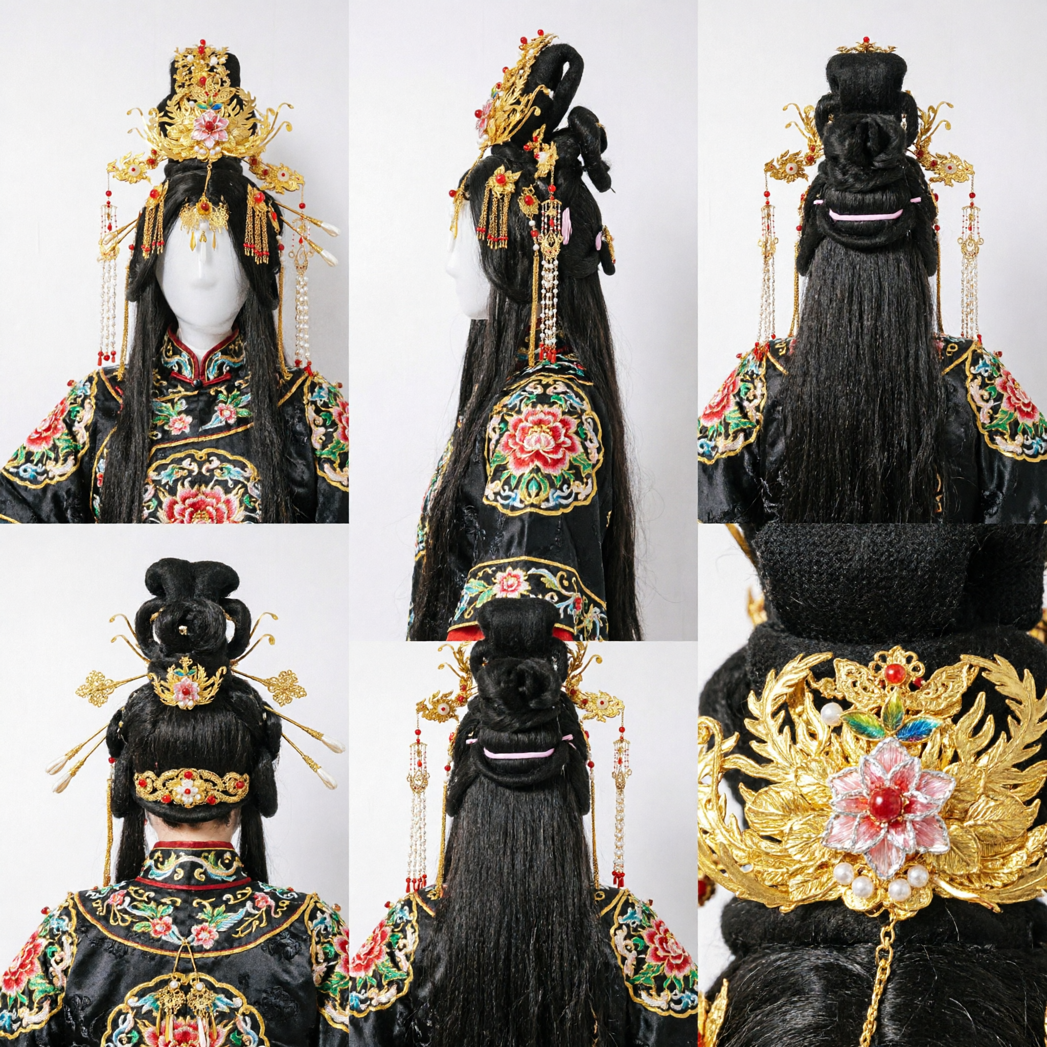 تاج شعر الفينيق الصيني القديم الفاخر، تاج عروس الهانفو الذهبي، إكسسوارات الزي التقليدي - Asian Costume