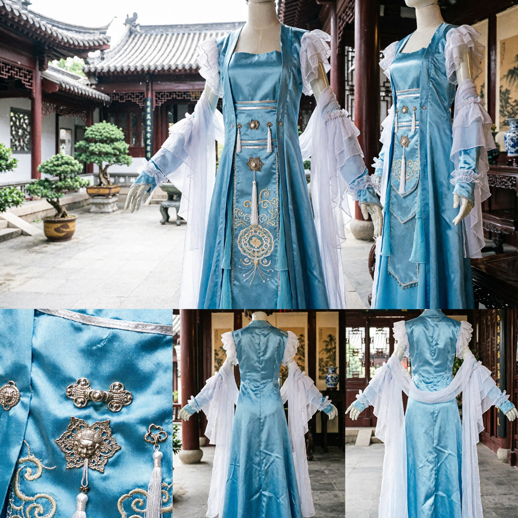 Kobiece jasnoniebieskie Hanfu - Tradycyjny chiński starożytny kostium, suknia wróżki na cosplay i występy sceniczne - Asian Costume