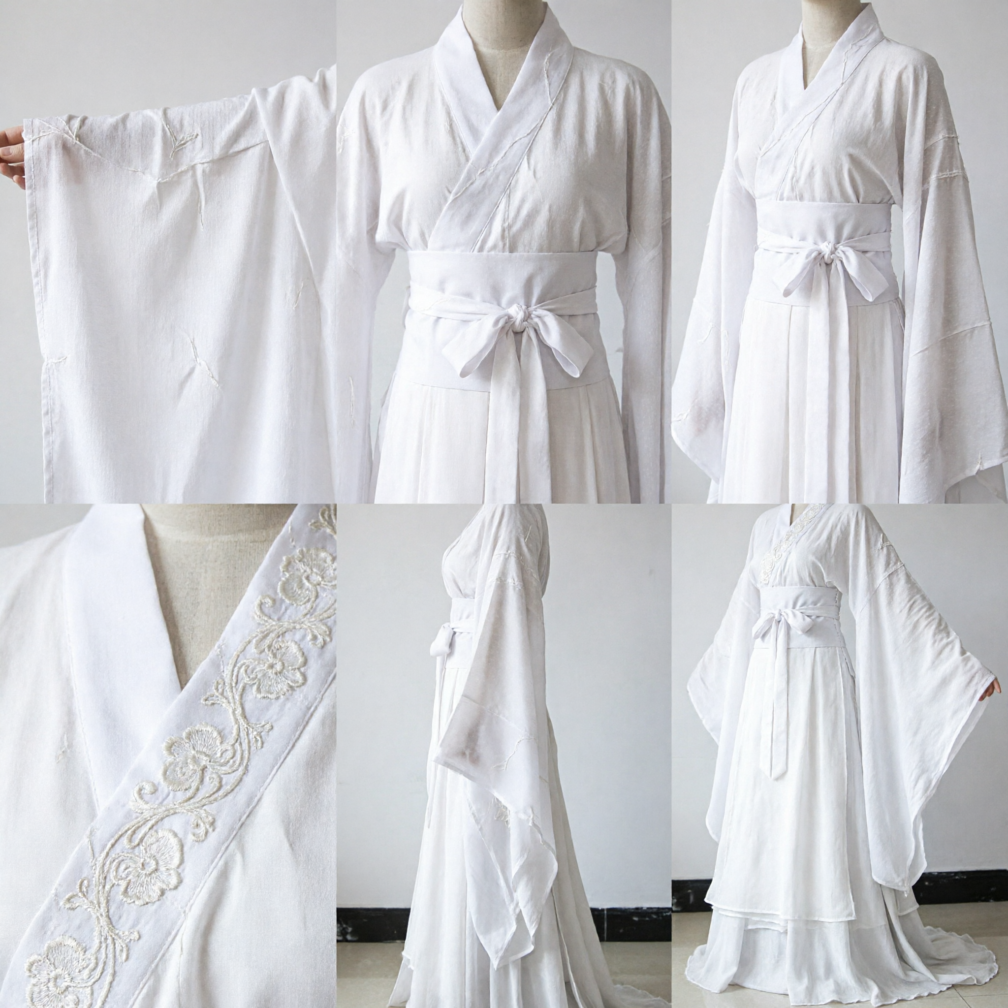 Witte Oud-Chinese Hanfu-kostuum Traditionele Wuxia Zwaardvechter Robe voor Cosplay, Podiumoptreden en Halloween - Asian Costume
