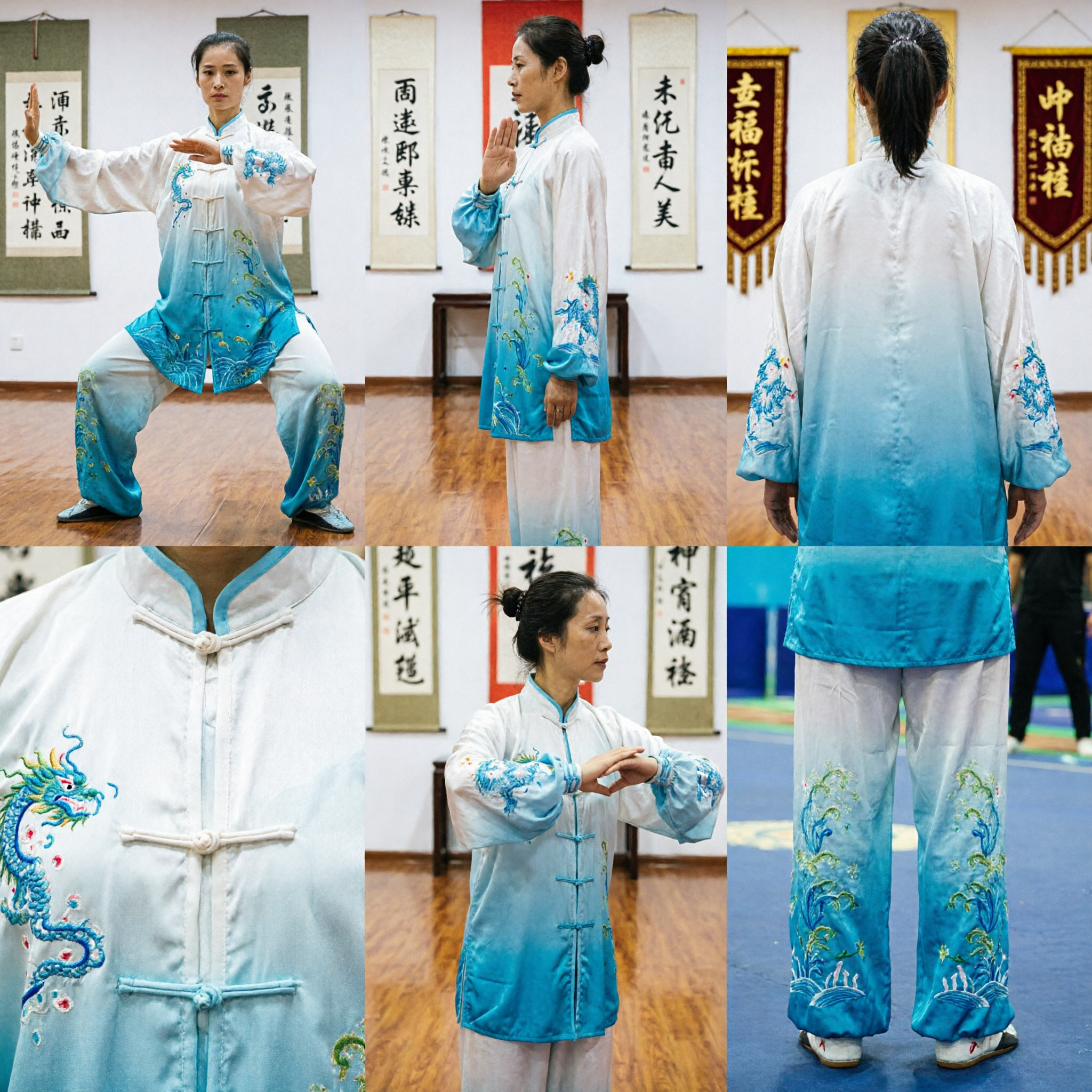 Damen traditioneller Tai-Chi-Kung-Fu-Anzug Seiden-Wushu-Wettkampfanzug mit Drachenstickerei - Asian Costume