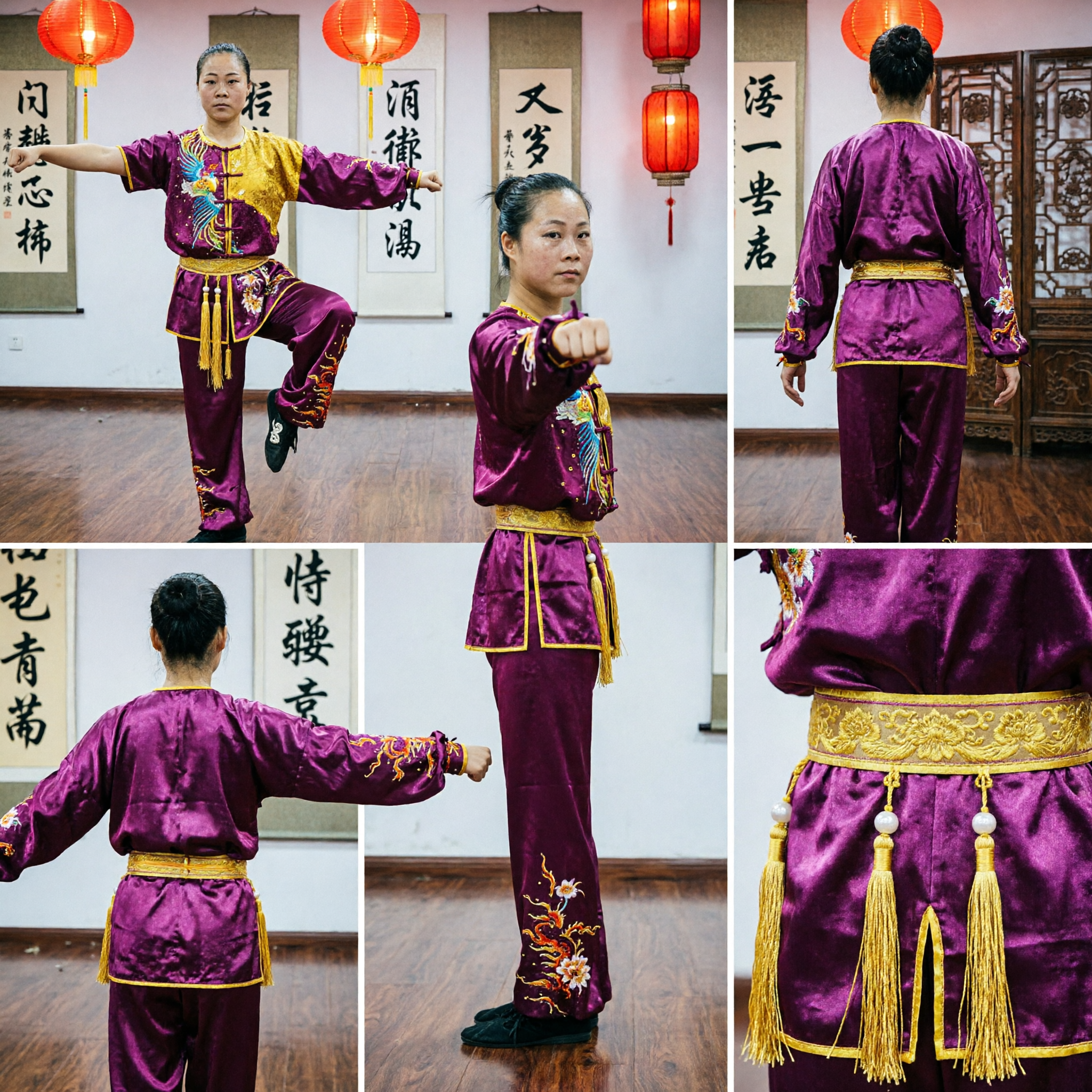 Damen Professionelle Wushu Kung-Fu Wettbewerbsuniform Lila Drachenstickerei Traditionelles Kampfkunst Changquan-Anzug - Asian Costume