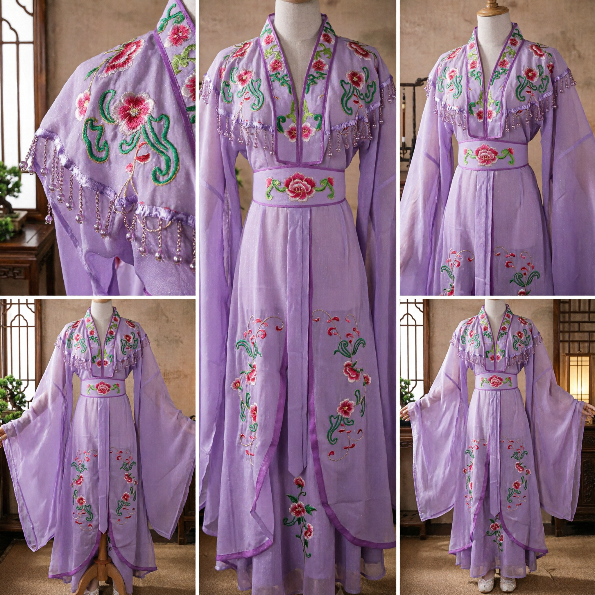 Traje de Ópera Chinesa Antiga Elegante Roxo Robe Bordado Vestido Hanfu Tradicional para Performance de Palco Feminina - Asian Costume