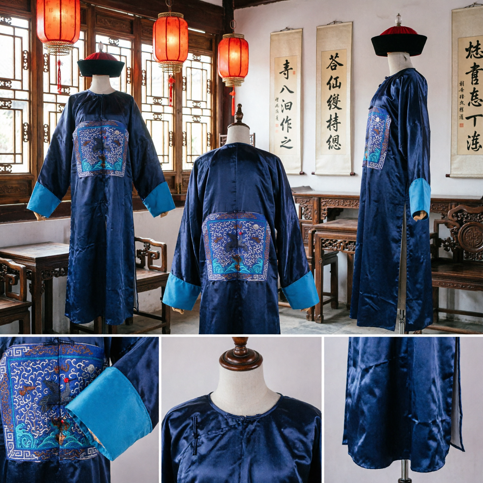 Costume Tradizionale Cinese della Dinastia Qing da Ufficiale, Abito da Ministro Antico per Cosplay e Performance Maschili - Asian Costume