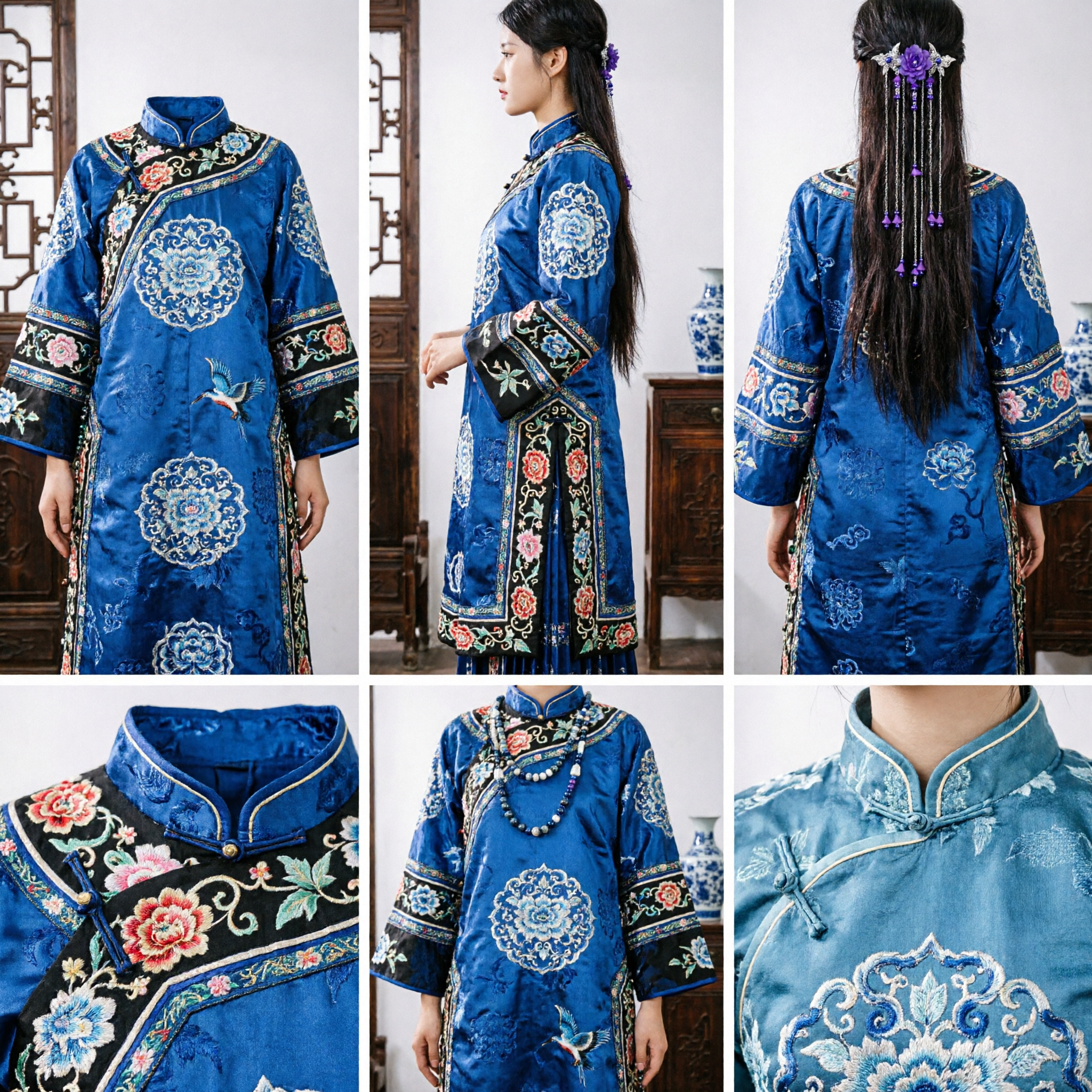 Hairpin Tradicional Chinês Hanfu com Flor Roxa e Franjas de Prata, Acessório para Cosplay de Dama do Palácio Antigo - Asian Costume