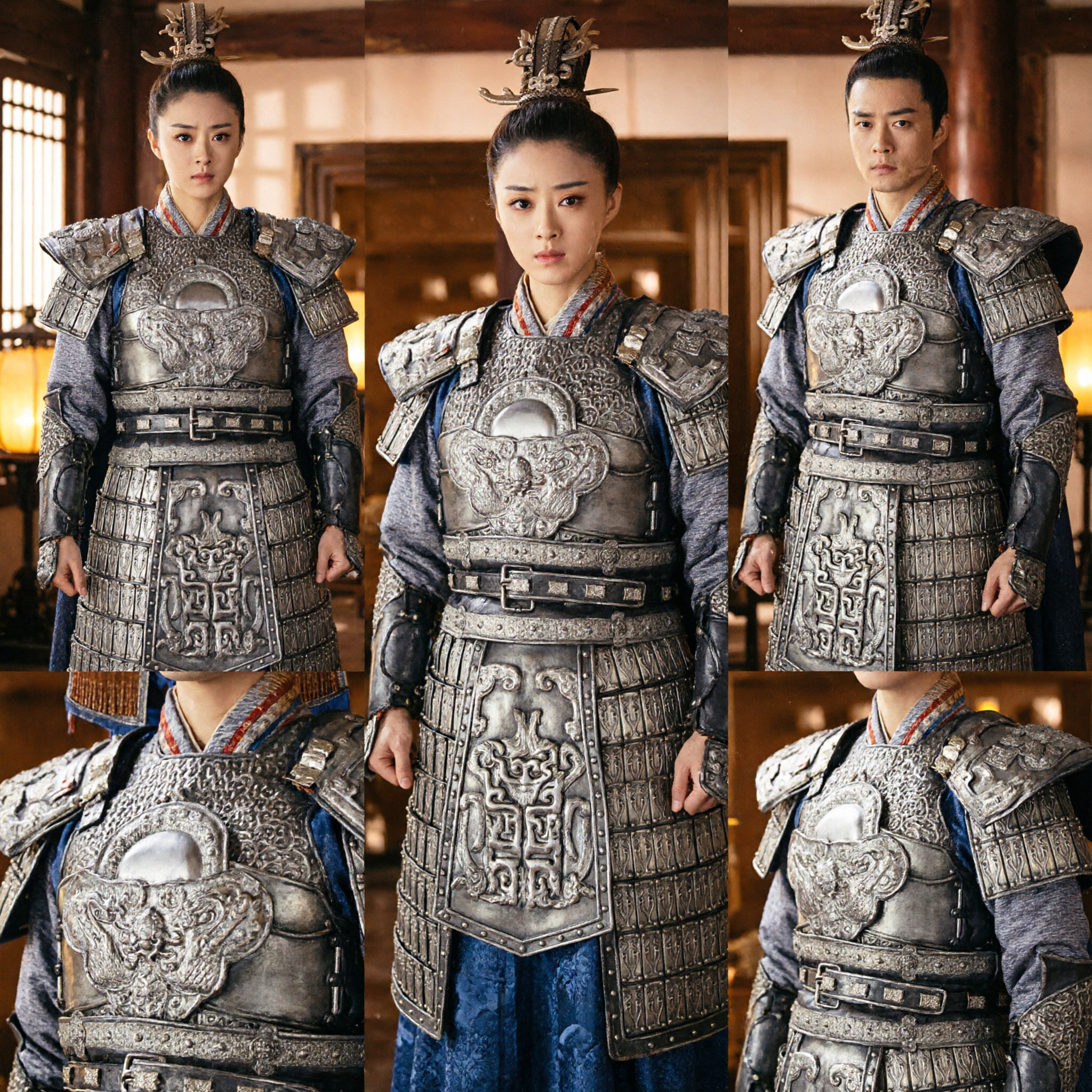 中国古代女性将軍銀鎧衣装 伝統的漢服戦士コスプレ衣装 女性用 - Asian Costume