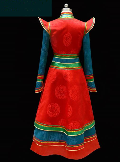 Traditional Chinese Mongol Nationality Dance Costume Mongols Folk Dance Robe Mongolian Minority  Costume and headwear