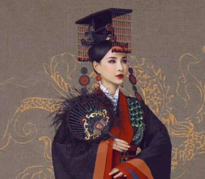 Chinese Ancient Court Queen Mother Black Dress Traditional Qin Dynasty Empress Dowager Costumes and Headpiece for Women