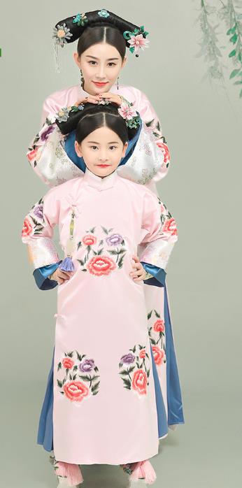 Ancient Chinese Qing Dynasty Court Costumes Manchu Palace Princess Queen Clothing and Headpieces for Women for Girls