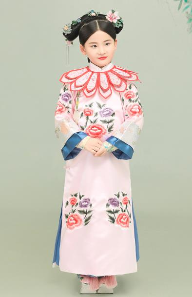 Ancient Chinese Qing Dynasty Court Costumes Manchu Palace Princess Queen Clothing and Headpieces for Women for Girls