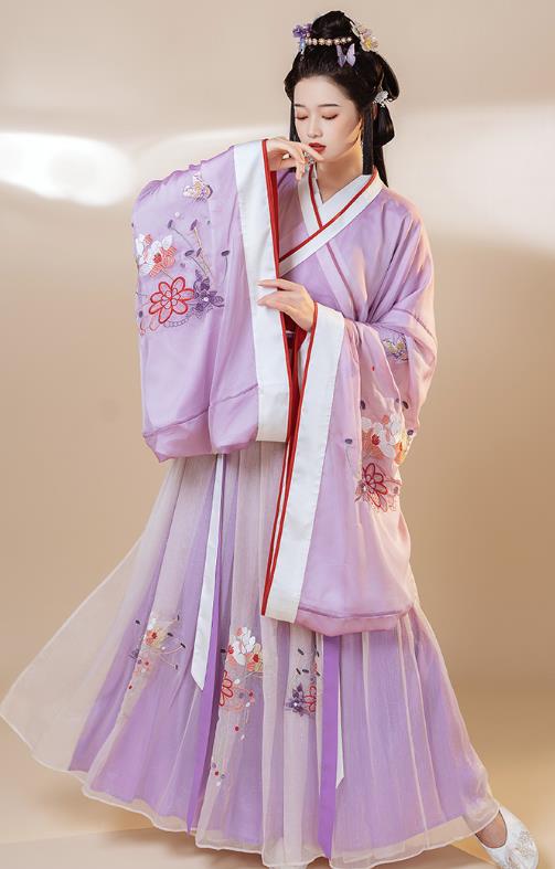 Traditional China Ancient Palace Beauty Purple Hanfu Dress Jin Dynasty Royal Princess Historical Clothing