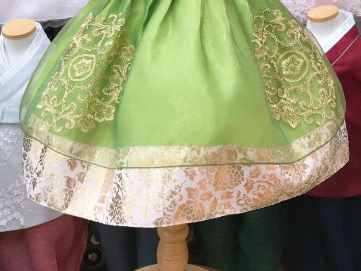 Asian Korea Girl Red Blouse and Green Dress Korean Children Garments Fashion Traditional Festival Hanbok Clothing