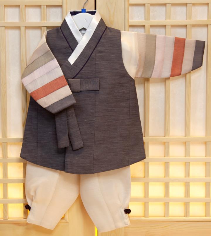 Korea Grey Vest Beige Shirt and Pants Children Garment Costumes Korean Boys Prince Birthday Hanbok Traditional Fashion Clothing