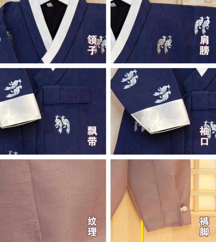 Korea Boys Prince Fashion Korean Children Festival Navy Shirt and Khaki Pants Traditional Garment Costumes Hanbok Clothing