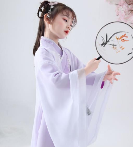 China Traditional Stage Show Girl Purple Hanfu Dress Jin Dynasty Princess Clothing Ancient Children Fairy Garment Costume