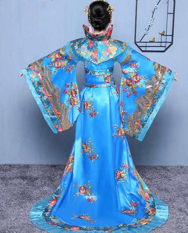 China Tang Dynasty Empress Clothing Ancient Girl Princess Garment Costume Traditional Court Children Blue Hanfu Dress