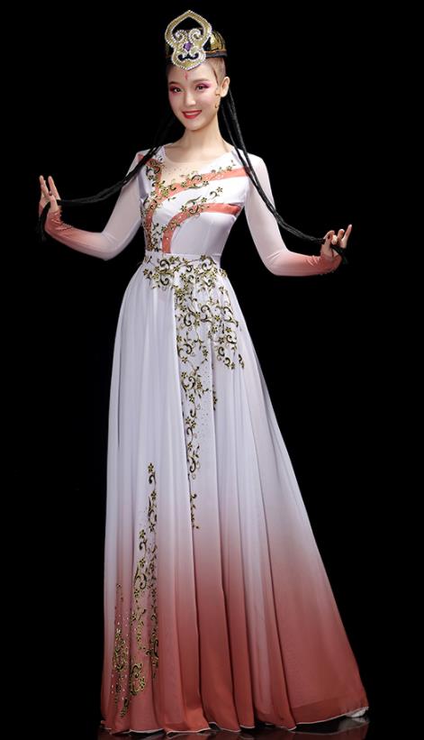 Chinese Uighur Ethnic Festival Performance Costumes Uyghur Nationality Dance Dress Outfits Xinjiang Minority Folk Dance Clothing