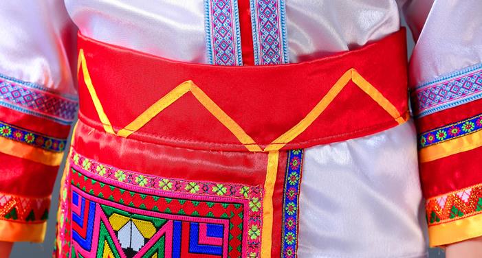 Chinese Ethnic Festival Costumes Guangxi Minority Folk Dance Clothing Zhuang Nationality Children White Outfits