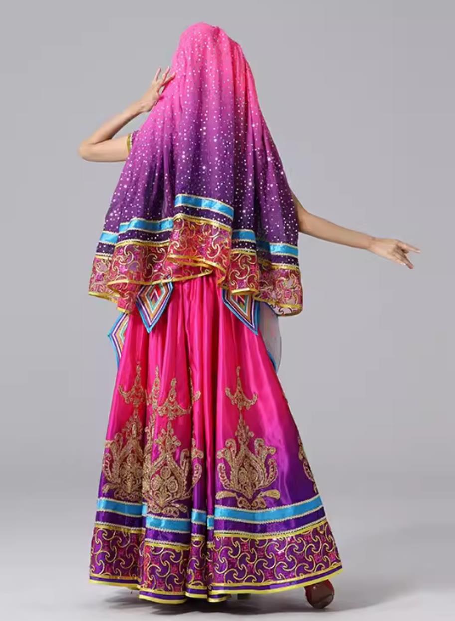 Indian Dance Performance Attire Female Exotic Dance Dress Belly Dance Costume China Xinjiang Dance Uyghur Clothing